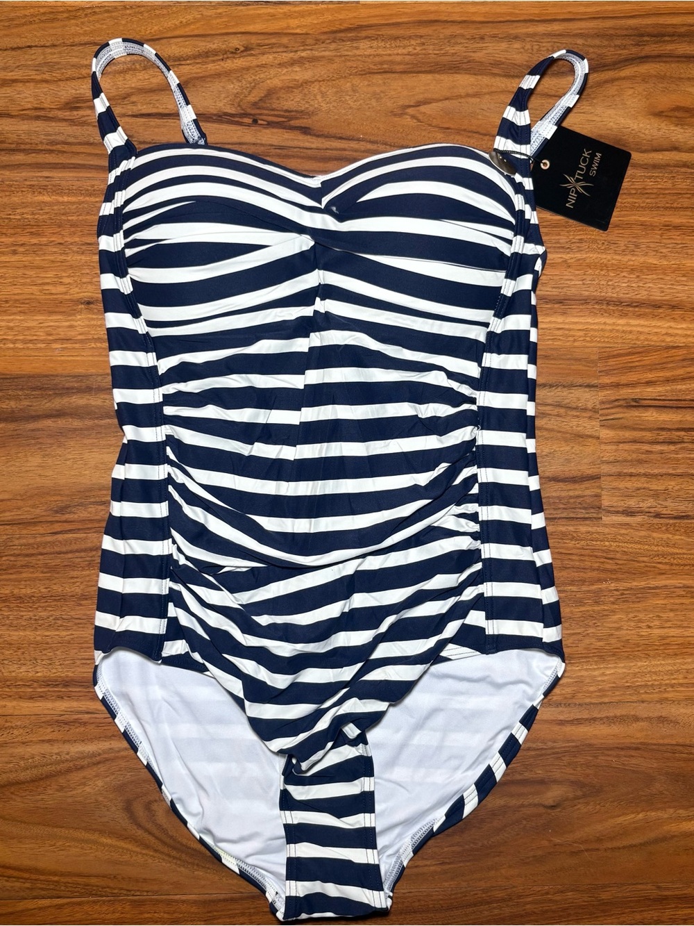 Nip Tuck Swim Navy White Stripe One Piece Swimsuit NWT Multiple Sizes